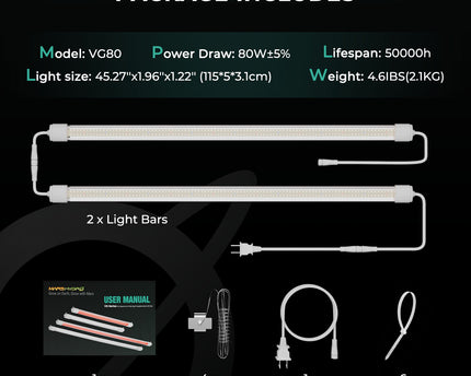 Mars Hydro VG80 Lieferumfang - Komplettes Set mit Netzteil und Montagematerial