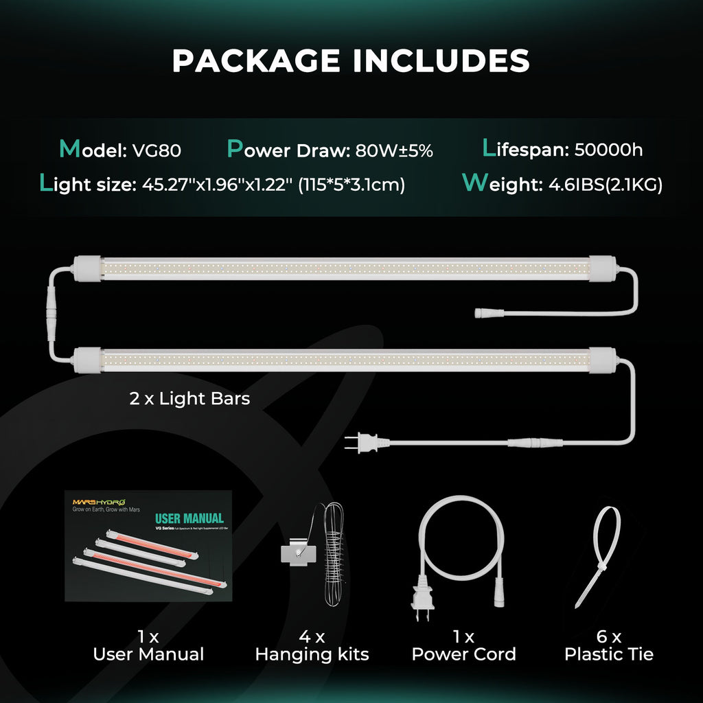 Mars Hydro VG80 Lieferumfang - Komplettes Set mit Netzteil und Montagematerial