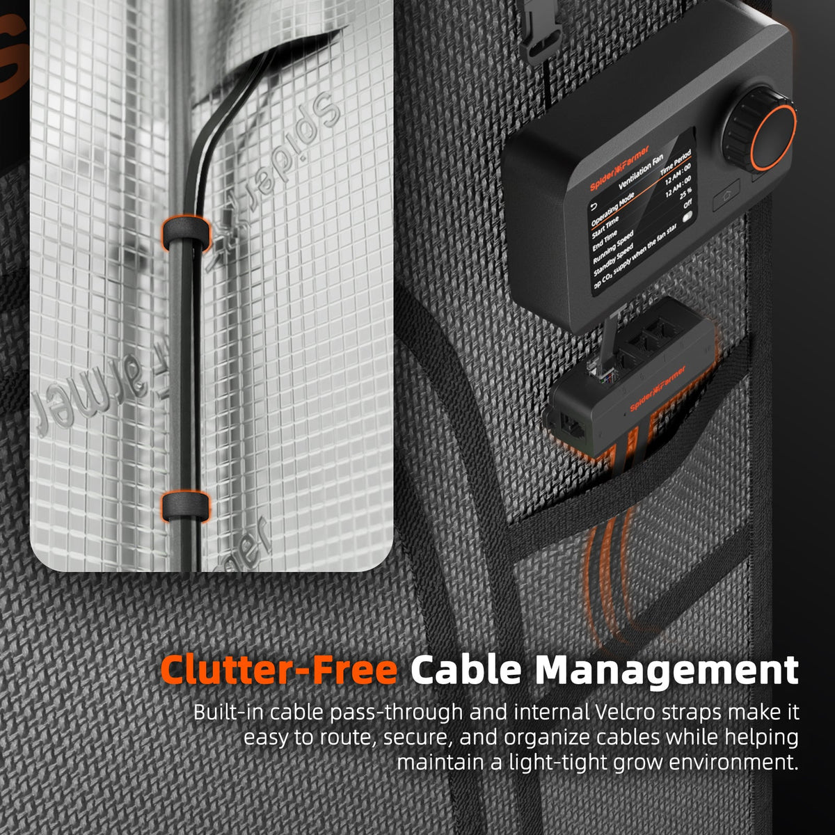 Spider Farmer Master Growzelt – Kabelmanagement für Smart Control