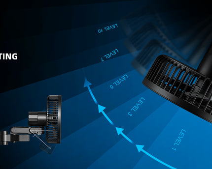 "10-stufiger Clip-Ventilator mit Oszillation für Grow-Zelt Belüftung"