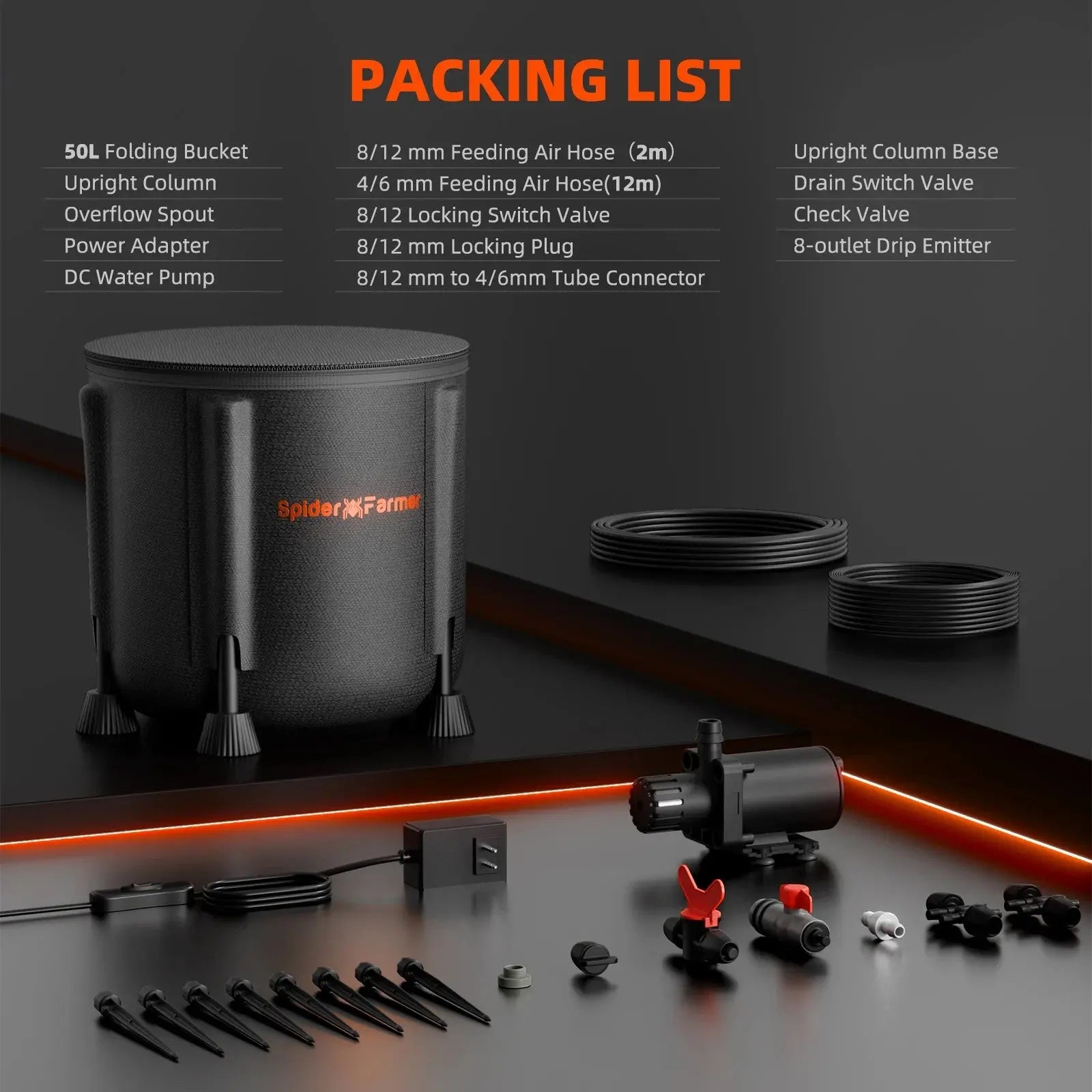 Spider Farmer Bewässerungssystem Zubehör - Alle Komponenten für sofortigen Aufbau inklusive