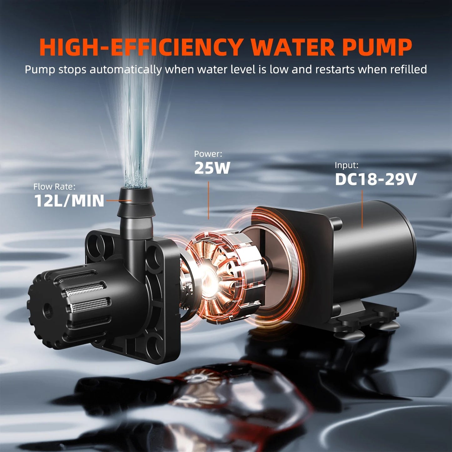 Automatic drip irrigation system for plants, water pump with 8 drip nozzles