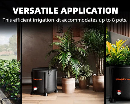 Spider Farmer Bewässerungssystem Anwendung - Indoor und Outdoor Einsatz für bis zu 8 Pflanzen