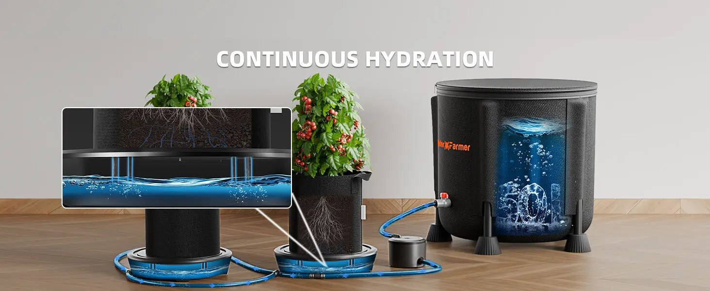 Selbstbewässerungssystem Aufbau Schritt 1 - Positionierung der selbstbewässernden Topfböden