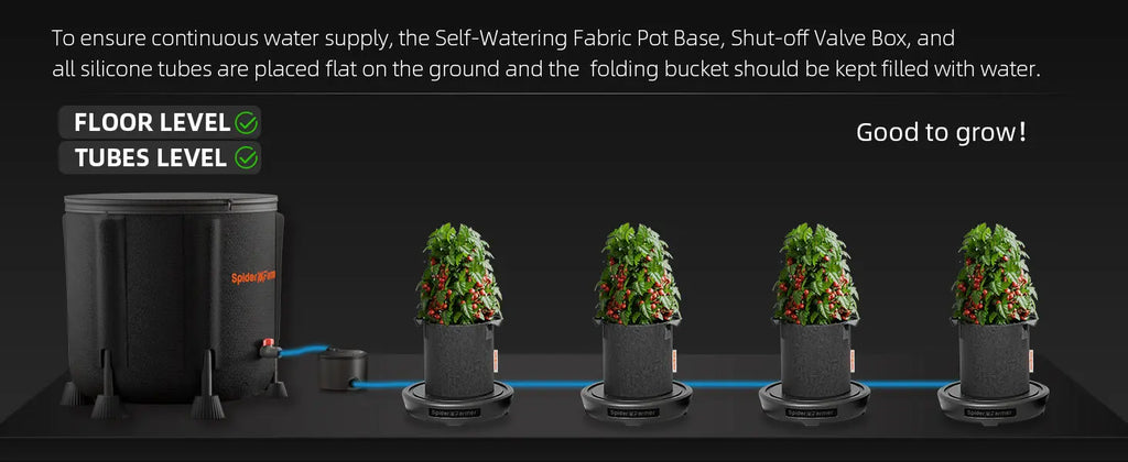 Selbstbewässerungssystem in Betrieb - Schwerkraft-Bewässerung für gesunde Wurzelentwicklung