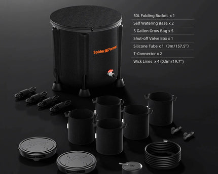 2-teiliges Selbstbewässerungssystem Verpackung - Komplettes Set mit 5 Gallonen Pflanzbeutel