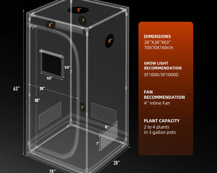Spider Farmer 70x70x160cm Growzelt aufgebaut Pflanzen Indoor Growing Setup