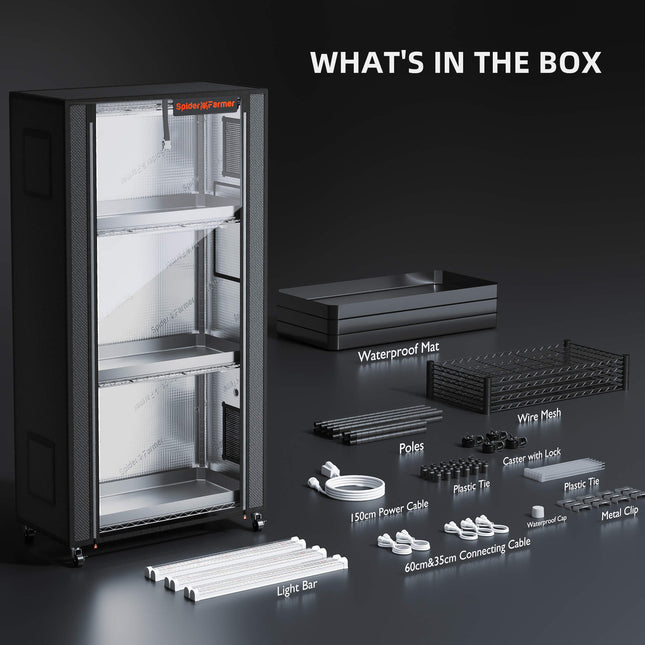Spider Farmer Anzuchtregal Komponenten 6 LED Lichtleisten Drahtgeflecht wasserdichte Matten kompakt