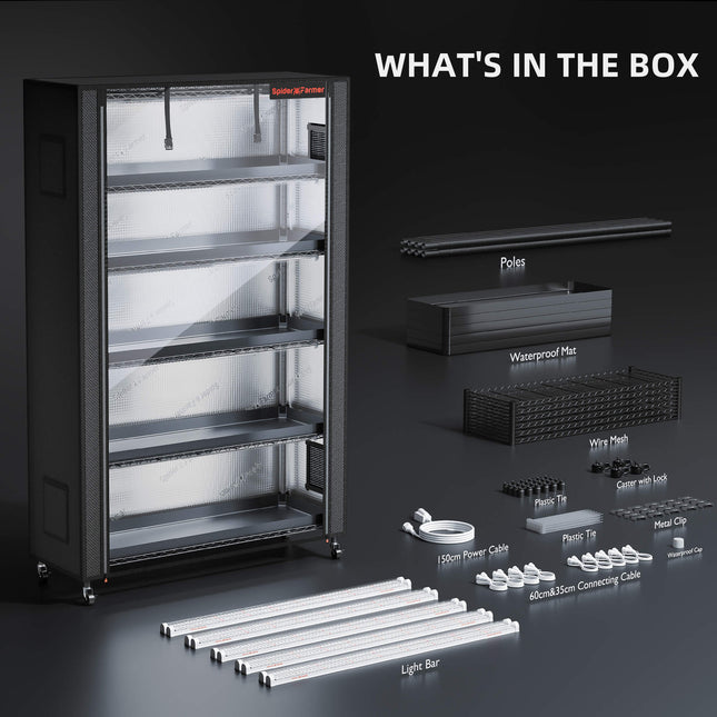 Spider Farmer Growzelt 1680D Oxford Gewebe LED Pflanzenregal Indoor Growing System komplett