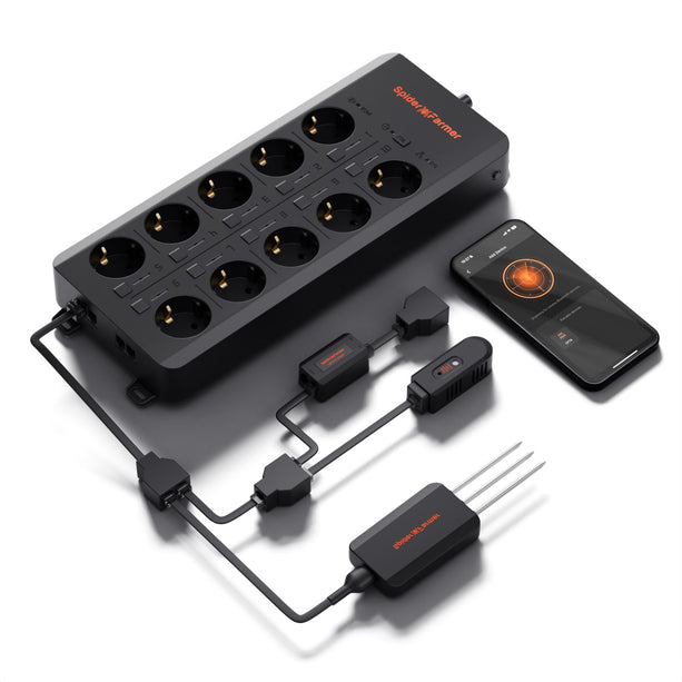 Spider Farmer GGS AC10 Steckdosenleisten-Kit Komplettpaket - 10 Smart-Steckdosen für professionelle Grower