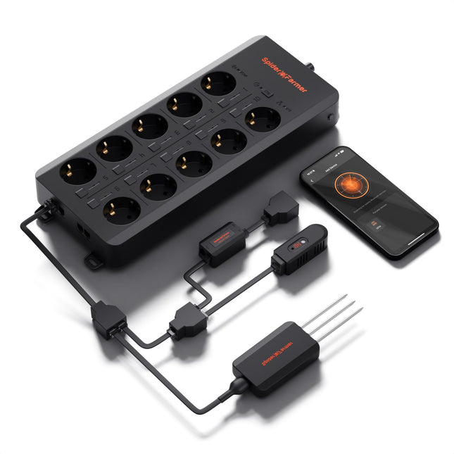 Spider Farmer GGS AC10 Steckdosenleisten-Kit Komplettpaket - 10 Smart-Steckdosen für professionelle Grower