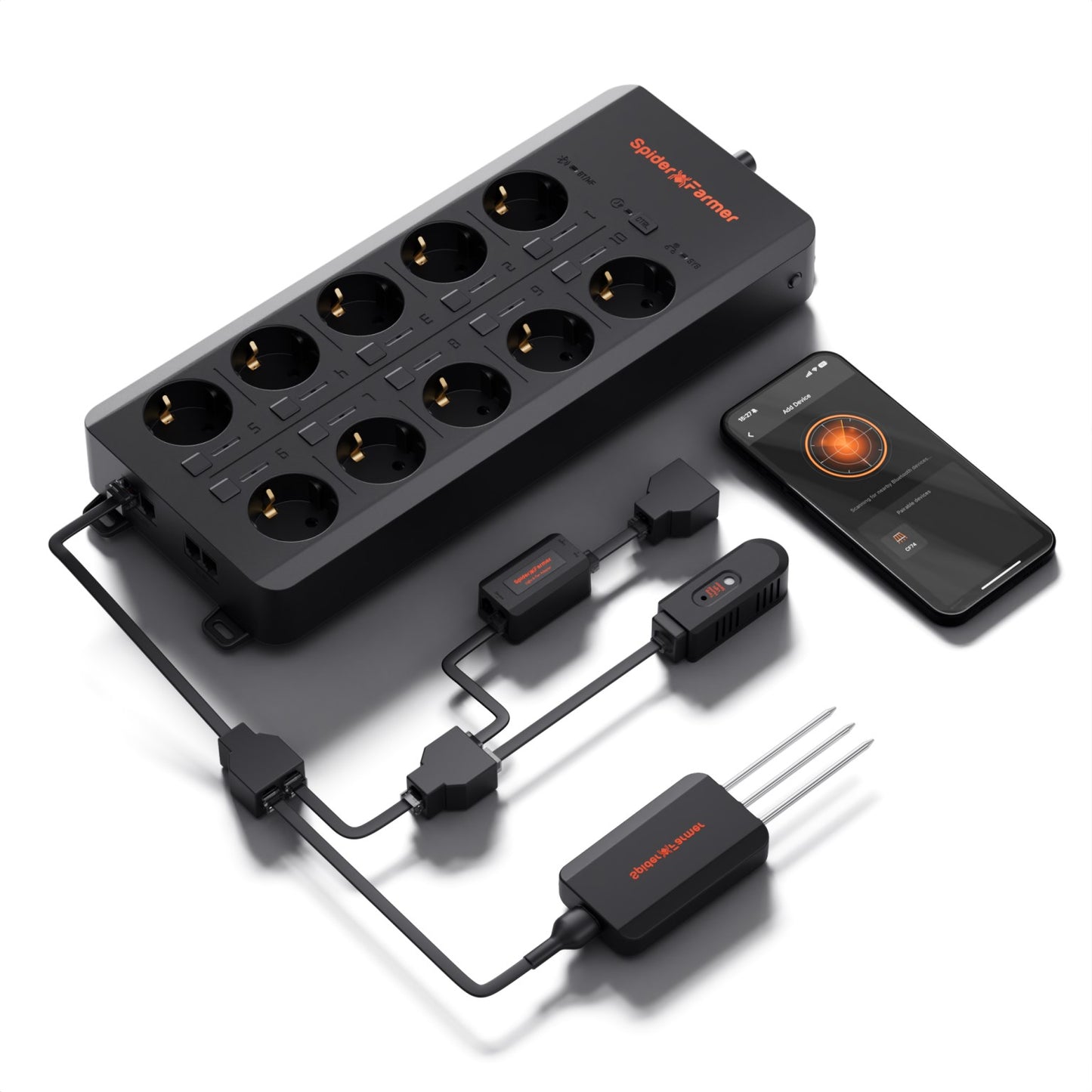 Spider Farmer GGS AC10 Steckdosenleisten-Kit Komplettpaket - 10 Smart-Steckdosen für professionelle Grower