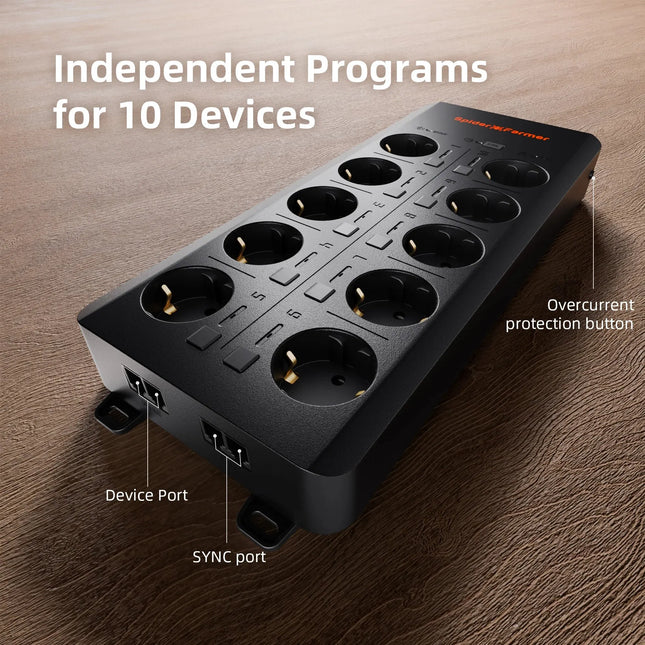 Spider Farmer GGS AC10 Steckdosenleisten-Kit Komplettpaket - 10 Smart-Steckdosen für professionelle Grower | organic-design.com