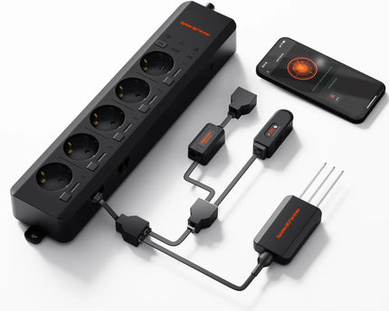 Spider Farmer GGS AC5 Steckdosenleisten-Kit Komplettpaket - 5 Smart-Steckdosen mit Sensoren und App-Steuerung