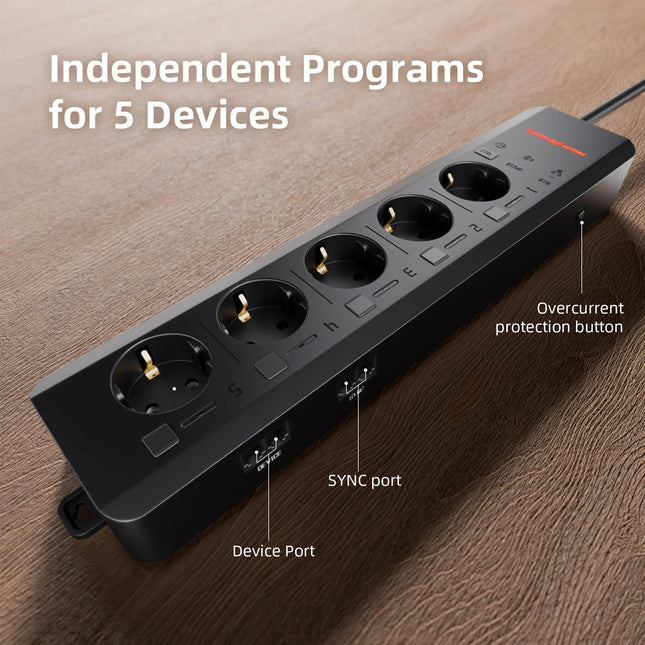 Spider Farmer GGS AC5 Smart-Steckdosenleiste - 5 unabhängig steuerbare Anschlüsse für Grow-Equipment