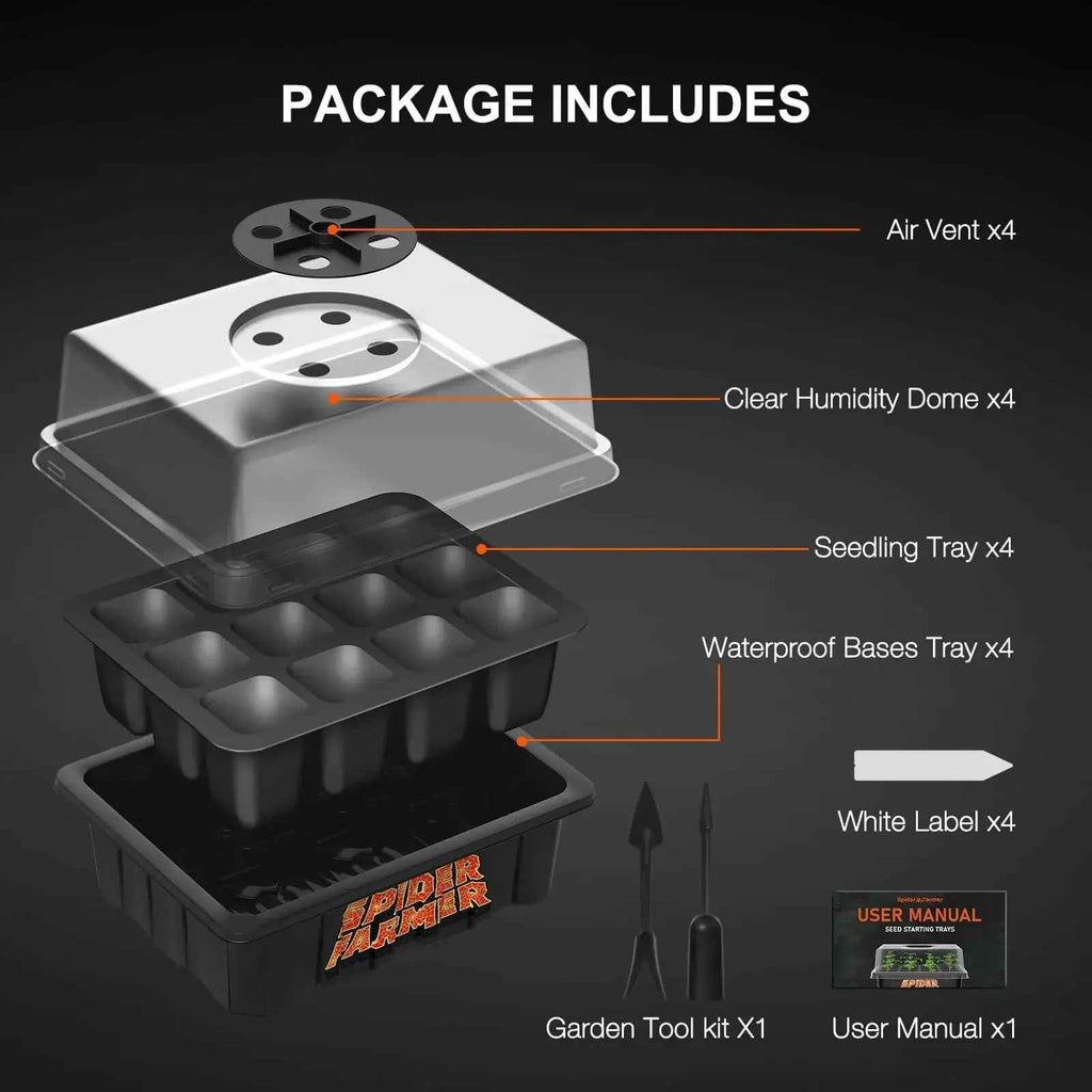 Spider Farmer Anzucht-Set 4er-Pack | 48 Pflanzen Saatschalen