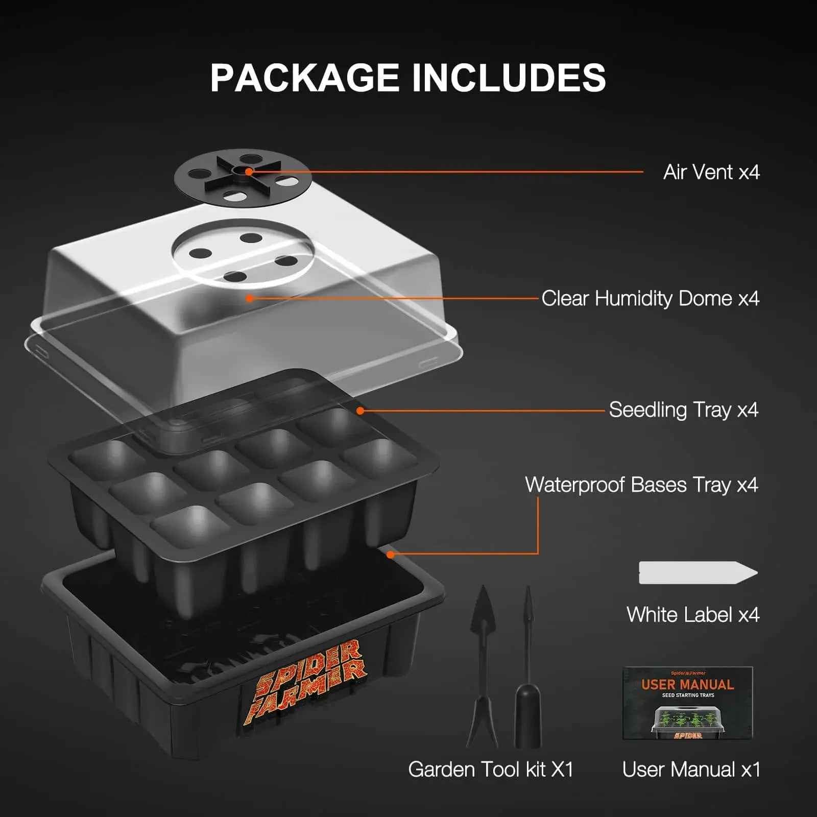 Spider Farmer Anzucht-Set 4er-Pack | 48 Pflanzen Saatschalen