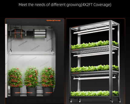 Spider Farmer® Glow80 Seitenansicht - Schlankes Design für platzsparende Installation