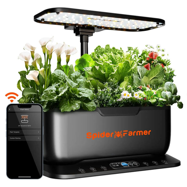 Spider Farmer SmartG12 Hydroponik System WiFi 12 Pflanzen Indoor Garden 36W LED Beleuchtung