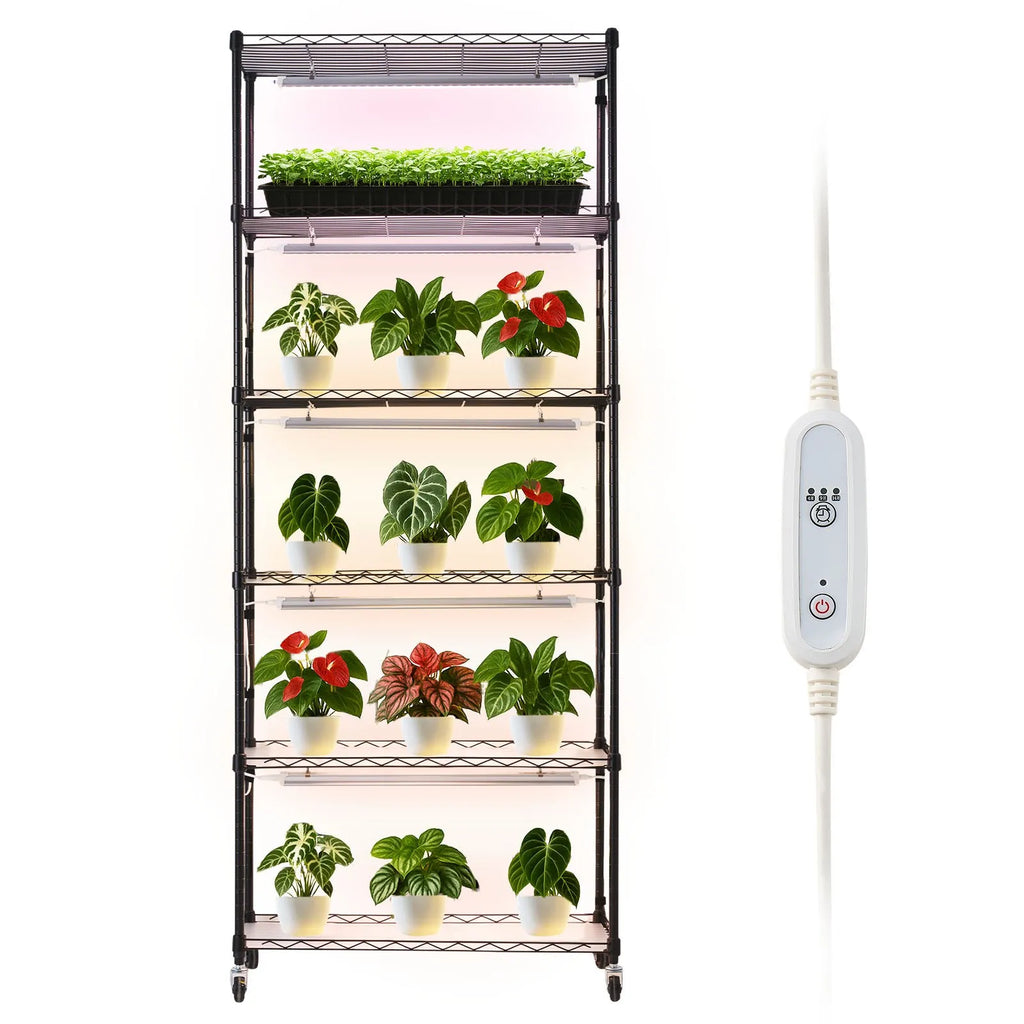 Pflanzenregal 75×35×180 cm mit 6 Ebenen und 150W LED