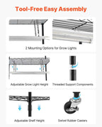 Pflanzenregal 90x35x150 cm mit Wachstumslicht 4 Etagen inkl. Abdeckung und Timer