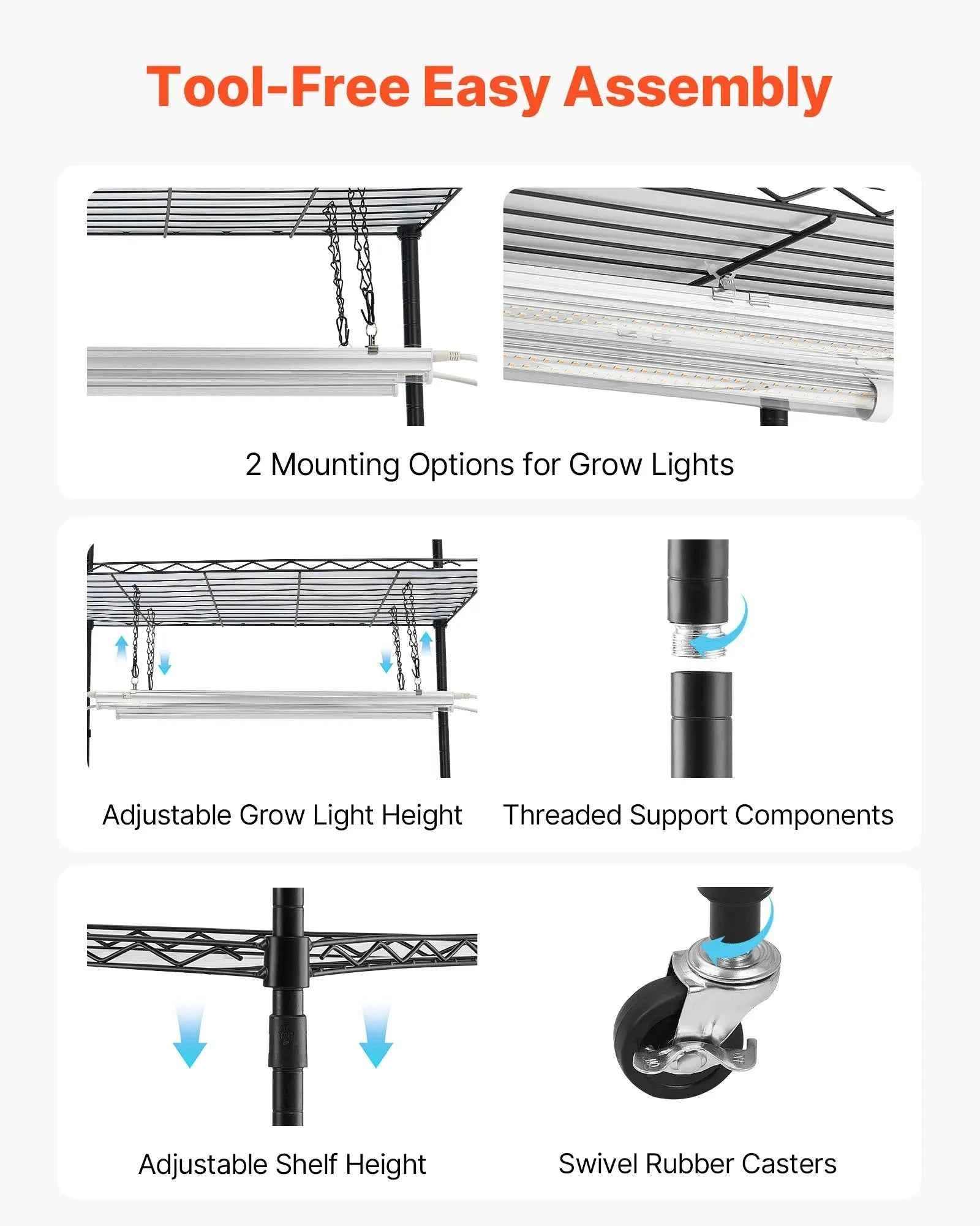 Pflanzenregal 90x35x150 cm mit Wachstumslicht 4 Etagen inkl. Abdeckung und Timer