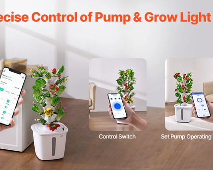 Hydroponik Tower 6 Ebenen für 30 Pflanzen mit WiFi Steckdose für smarte Steuerung