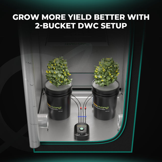Mars Hydro DWC System mit 2 schwarzen 20L Eimern für Tiefwasserkultur