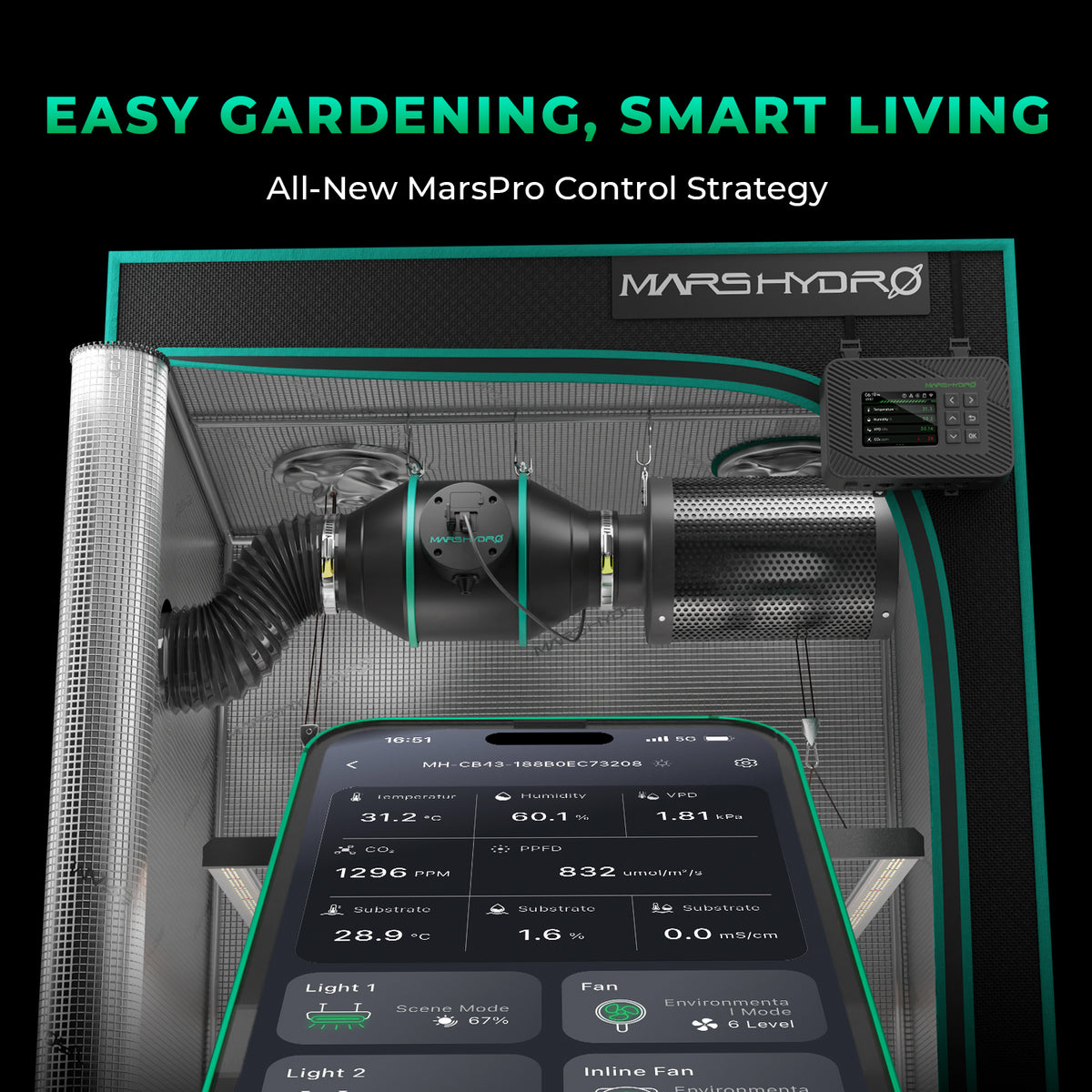 Mars Hydro iFresh 6 Zoll Abluftsystem im Growzelt mit iControl Smart Steuerung