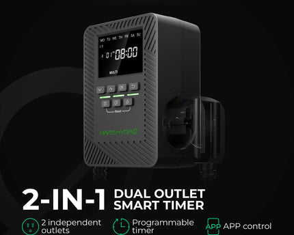 Mars Hydro iTime 2-in-1 Smart Timer mit zwei EU-Steckdosen für automatische Steuerung