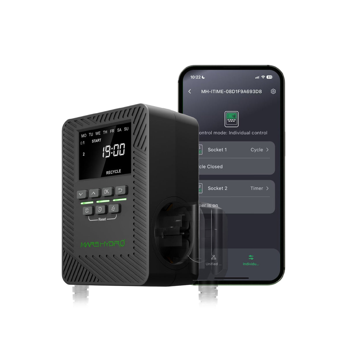 Mars Hydro iTime 2-in-1 Smart Timer mit zwei EU-Steckdosen