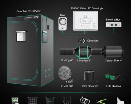 Mars Hydro Growzelt mit Bodenwanne, Sichtfenster und Belüftungsöffnungen für professionelles Indoor Growing