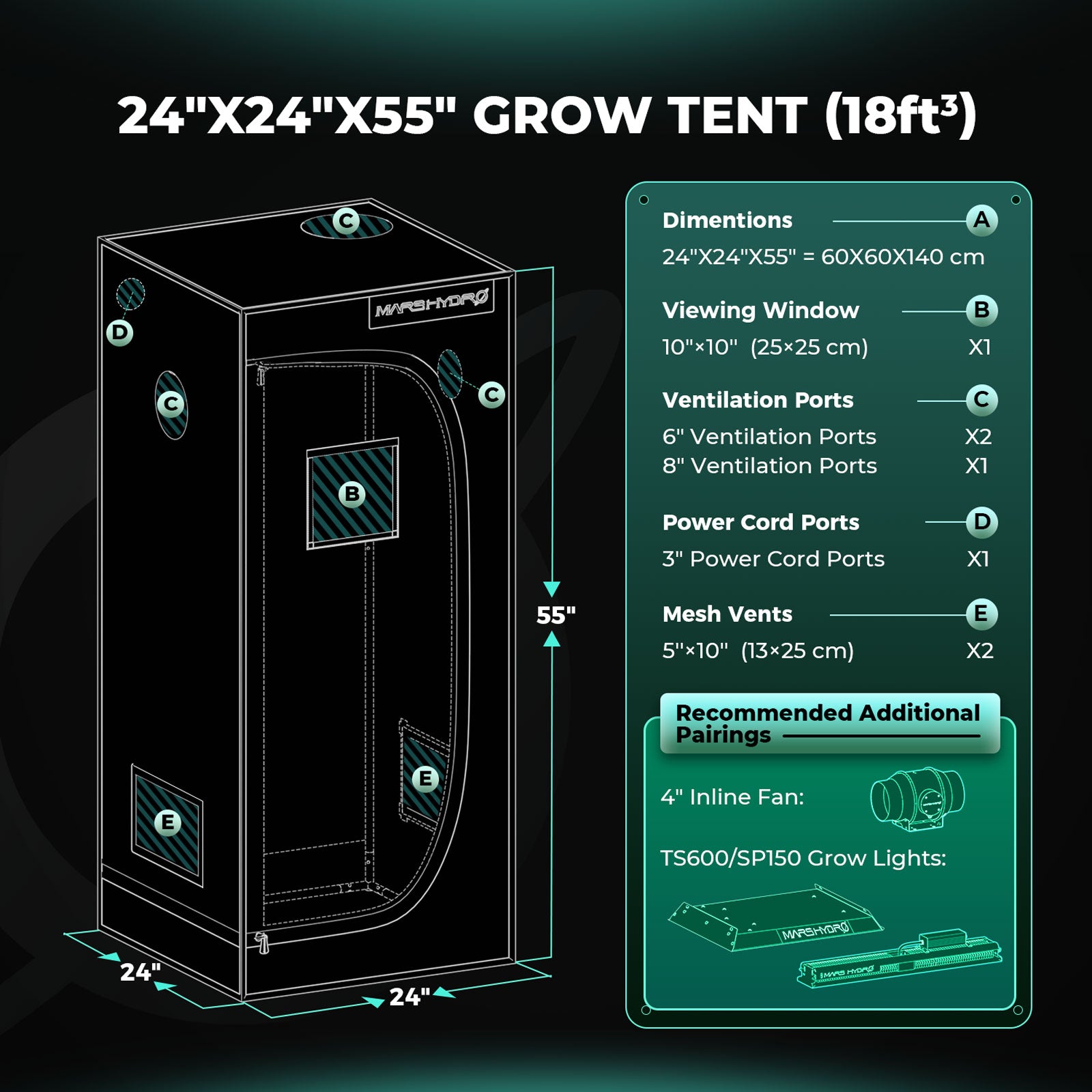 Mars Hydro TS 600 Growbox Komplettset - organic-design.com