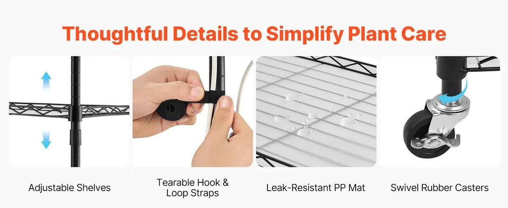 Pflanzenregal 90x35x150 cm mit Wachstumslicht 4 Etagen inkl. Abdeckung und Timer