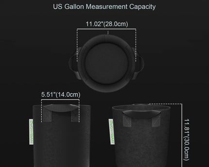 Mars Hydro Grow Bag Größenvergleich - 19L Fassungsvermögen optimal für 1-3 Pflanzen