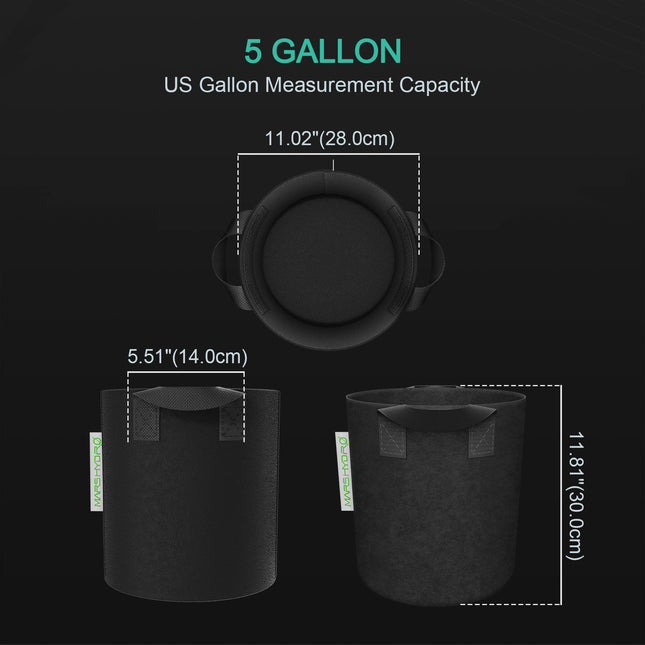 Mars Hydro Grow Bag Größenvergleich - 19L Fassungsvermögen optimal für 1-3 Pflanzen