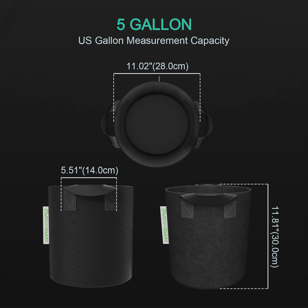 Mars Hydro Grow Bag Größenvergleich - 19L Fassungsvermögen optimal für 1-3 Pflanzen
