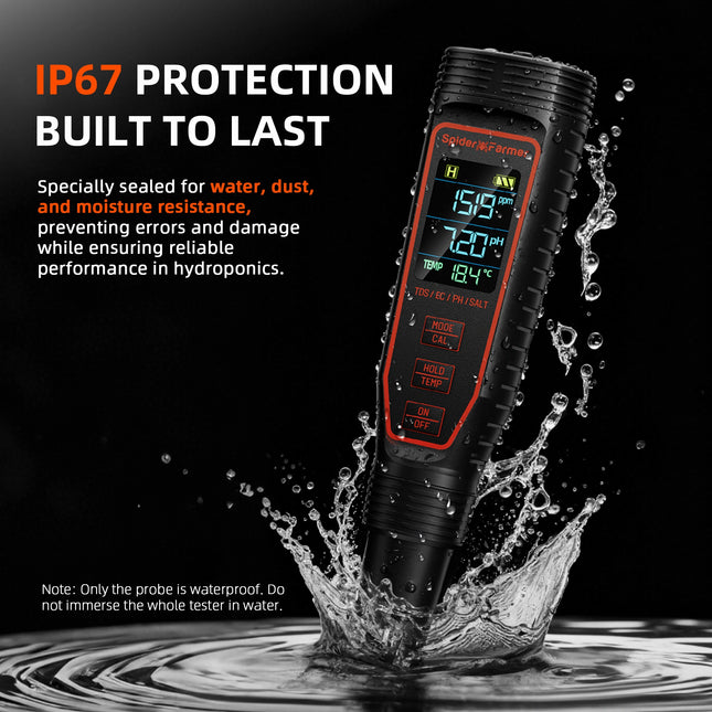 Spider Farmer® 5-in-1 pH-Messgerät-Set für Hydrokultur IP67 Wasserfest