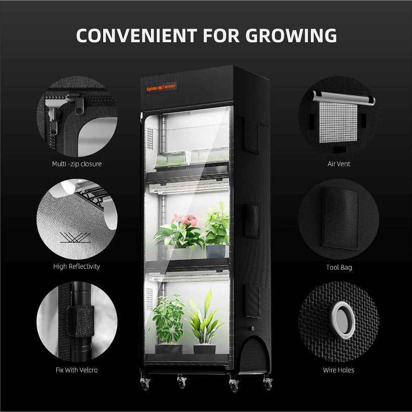"Spider Farmer Anzuchtregal 6x LED-Pflanzenlampen 54W Vollspektrum Beleuchtung"