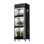 "Spider Farmer 3-Etagen Anzuchtregal Größe S mit 54W LED und Growzelt komplett aufgebaut"