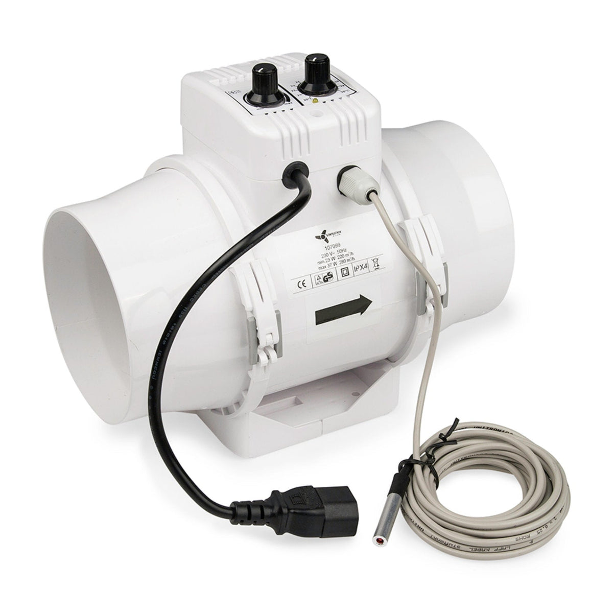 Ventilution Mixed In-Line 125 mm mit Klimaregler und Thermostat